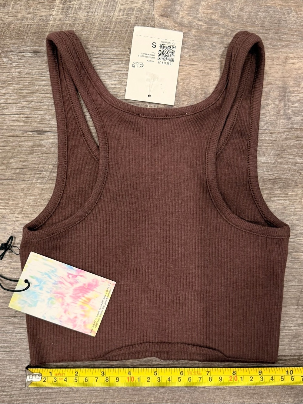 JUICY COUTURE FOREVER 21 Brown Cropped Racerback Tank Top Women’s Size S NWT Y2K - Picture 4 of 4